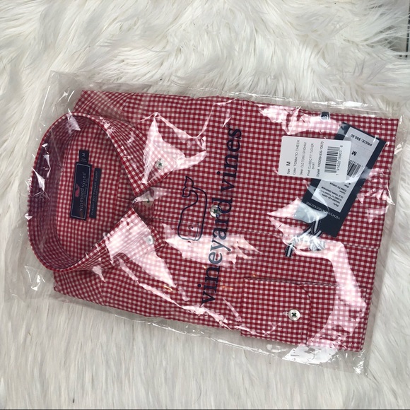 Vineyard Vines red gingham long sleeve button down - Picture 5 of 5
